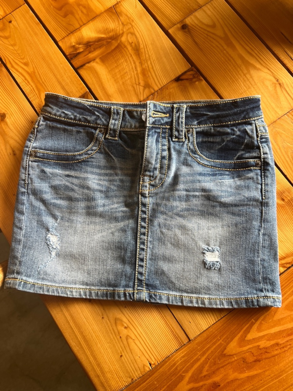 Victoria's Secret Light Blue Distressed Denim Mini Skirt